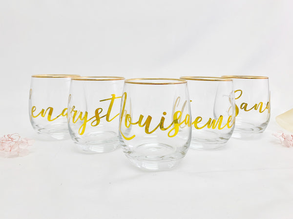 Personalized Wine Glass 個人化金邊金箔字貼玻璃杯