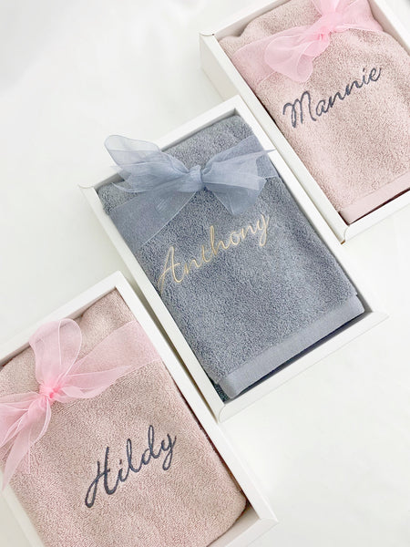 Personalized Towel ( Pink / Grey ) 個人化毛巾禮物套裝