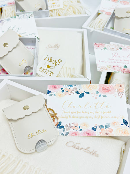 Bridesmaid Box Set S Charlotte 2pcs Personalized Scarf & Sanitizer holder