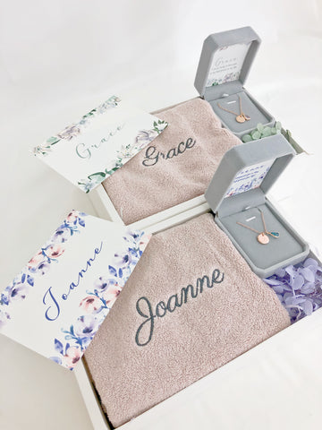 Bridesmaid Box Set U Joanne 2pcs Teardrop Necklace & Towel